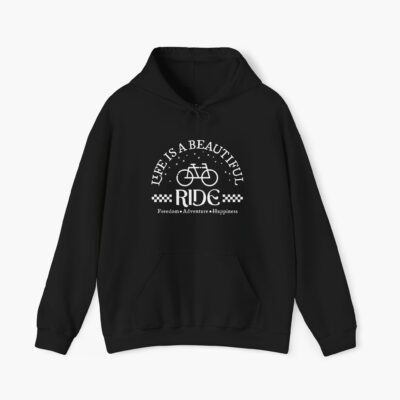 Life is a beautiful life written on a premium black sweat-shirt with a retro style design.