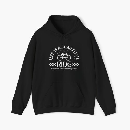 Life is a beautiful life written on a premium black sweat-shirt with a retro style design.